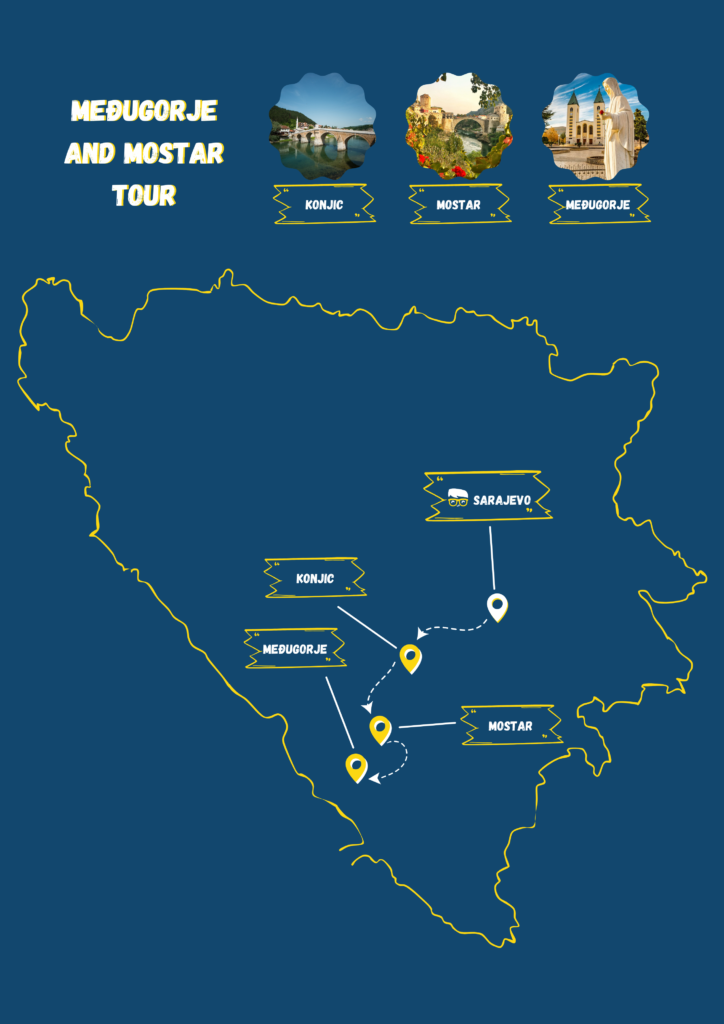 Medjugorje and Mostar tour map