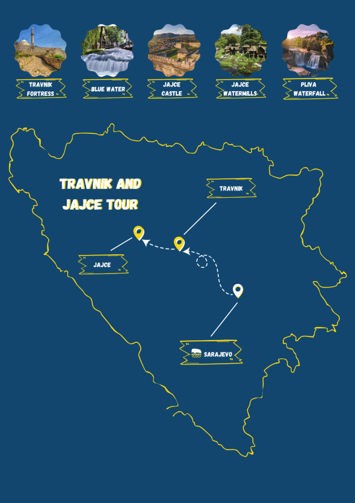 Travnik and Jajce tour map